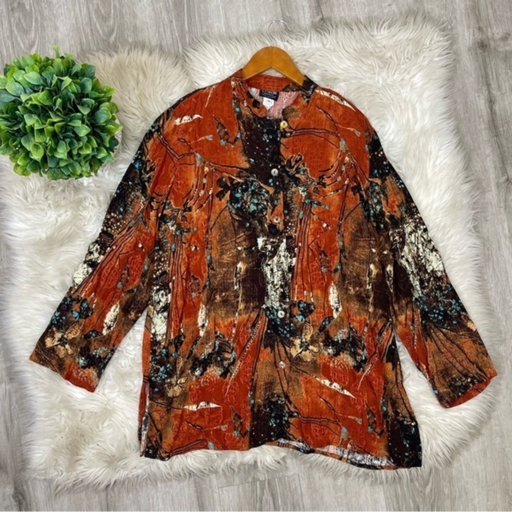 Citron Art to Wear Abstract Blouse 1X